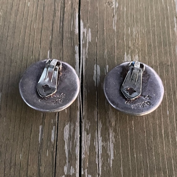 Hillel Efrat Modernist Large Hollow Sterling Silver Clip On Earrings - Picture 7 of 12